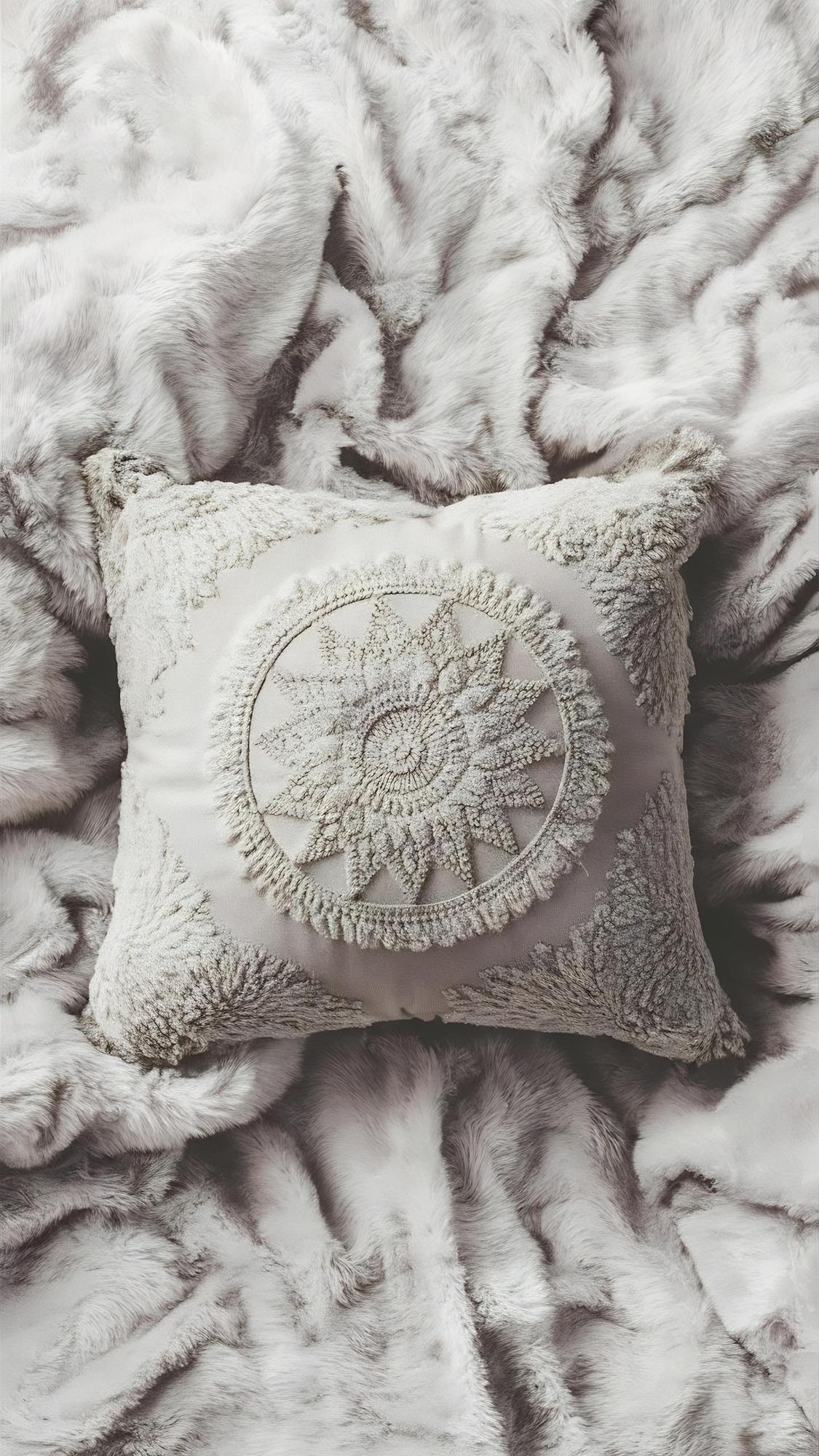 Hand-stitched linen cushion with subtle pattern